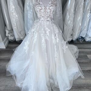 Wesley Eddy K Bridal Gown | Lace A-Line Wedding Dress with Plunging V-Neck